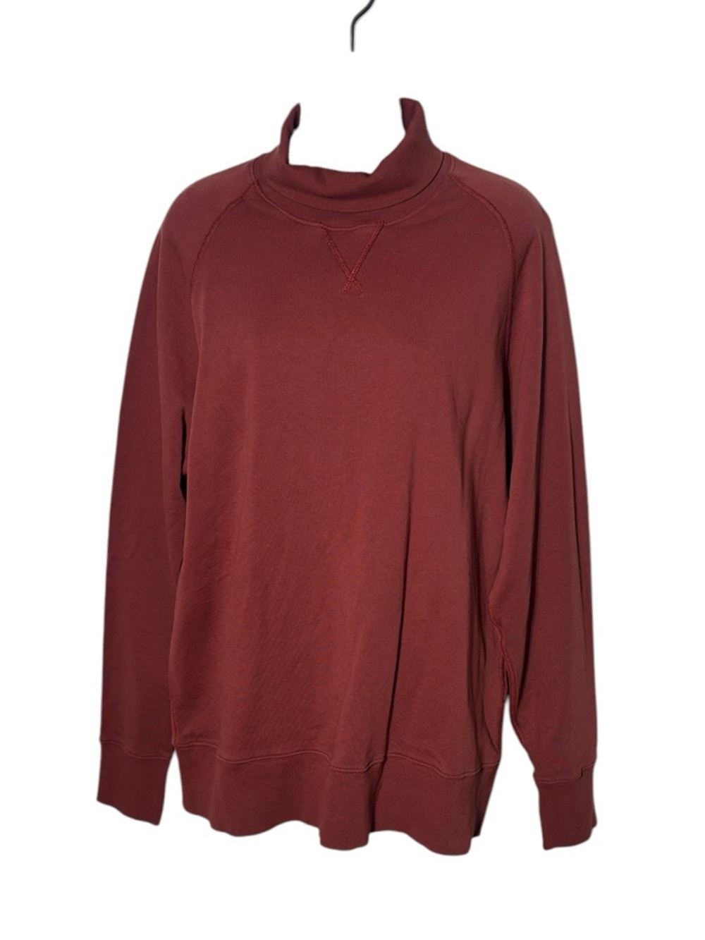 J peterman men’s large turtleneck sweater 100% cotton dark terracotta
